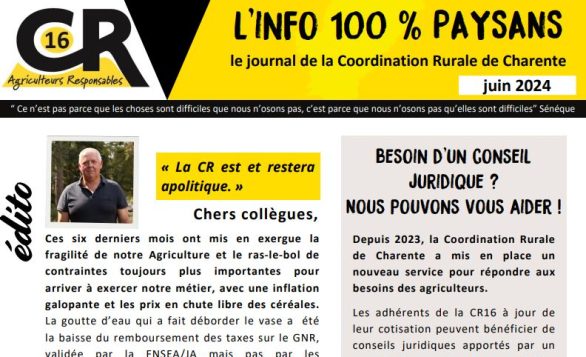 Journal CR16 Juin 2024 Coordination Rurale de Charente